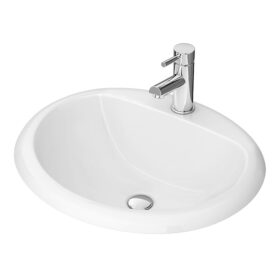 Rio Oval Inset Basin 520 x 460mm Gloss White Ceramic 1 Tap Hole