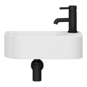 Gloss White Wall Hung Cloakroom Basin 400 x 220mm Ceramic 1 Tap Hole