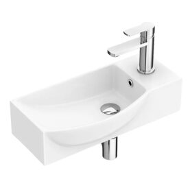 Gloss White Wall Hung Cloakroom Basin 505 x 235mm Ceramic 1 Tap Hole