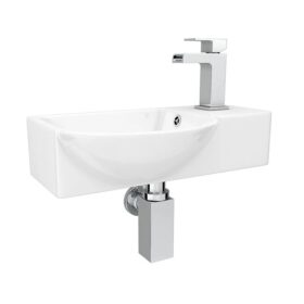 Gloss White Wall Hung Cloakroom Basin 400 x 220mm Ceramic 1 Tap Hole